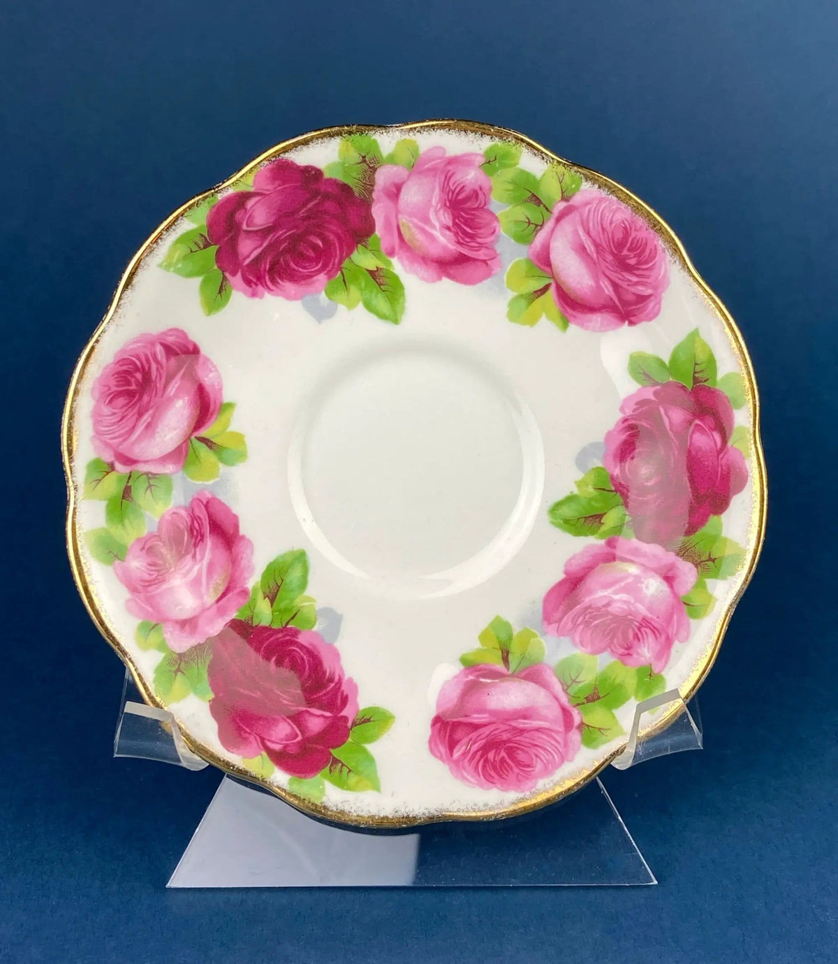 Antique Cup and Saucer By Royal Albert | Old English Rose Motif | Fine Bone China | Collectors & Hosts
