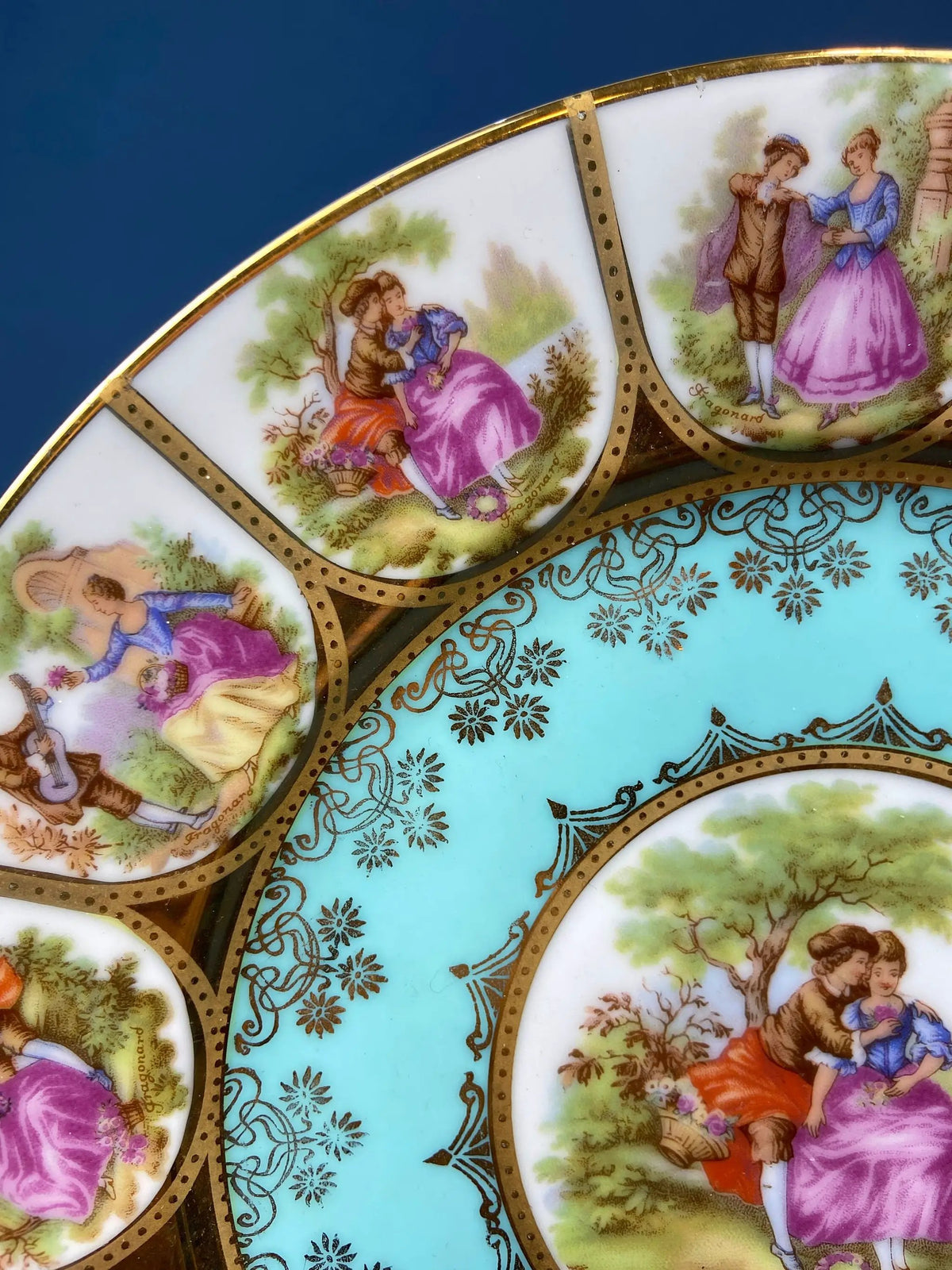 Vintage Porcelain Cake Stand | Hand Painted Tea Rose | 12 Inch Diameter