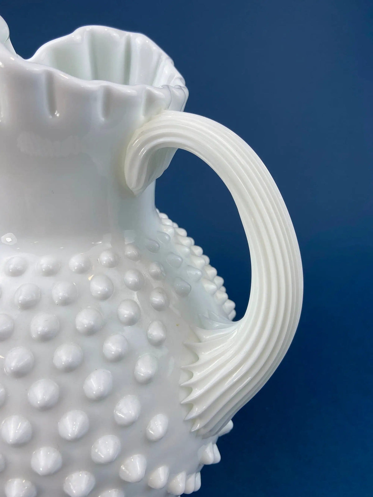 Large Milk Glass Pitcher with Hobnail Pattern and 3 Matching Tall Glasses | Juice Punch Milk Water Jug | Dining Room Decor | Collectors & Hosts