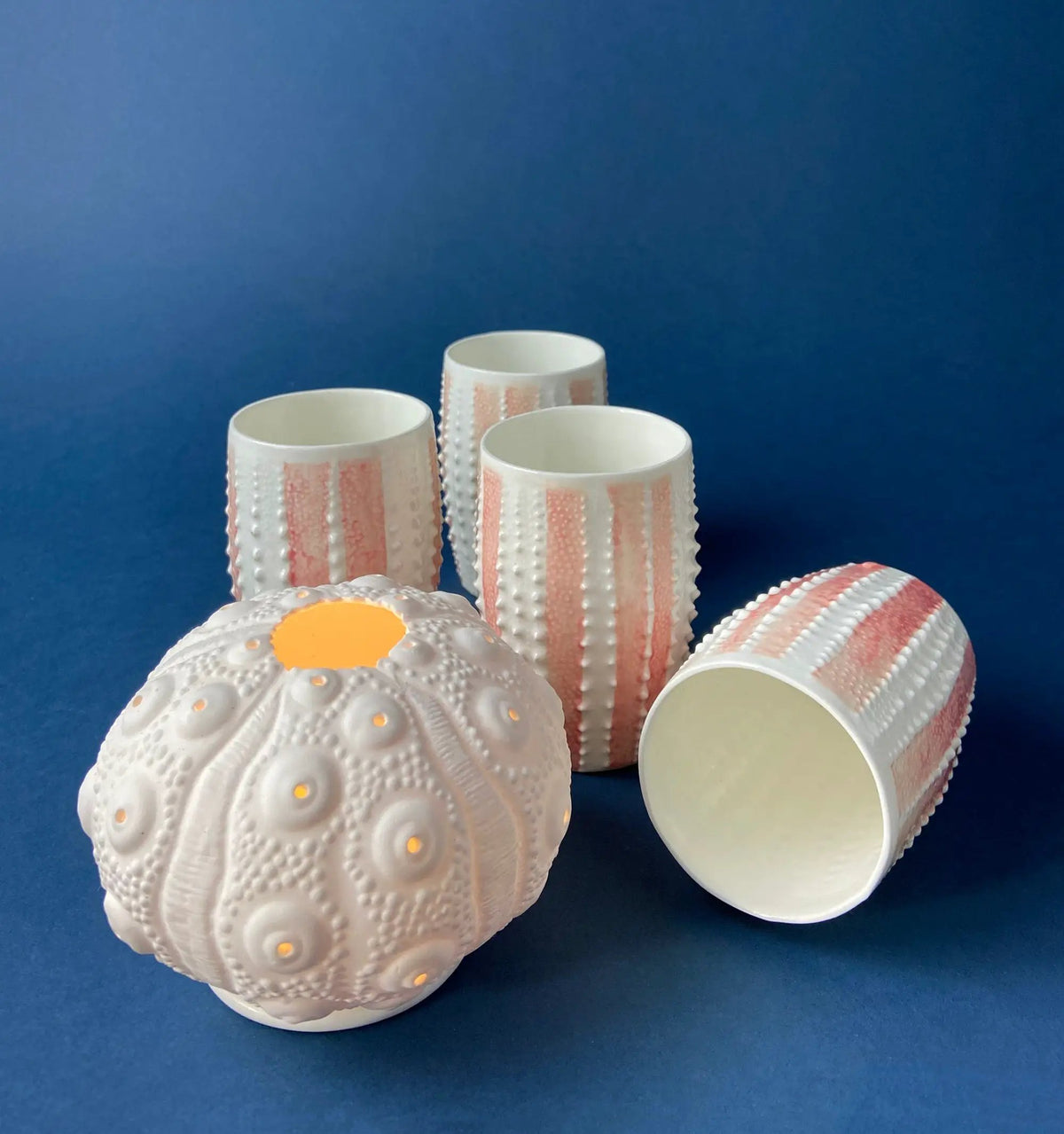 White Porcelain Vases | Set Of Three | Spherical Fluted Style | 3.25 Inches