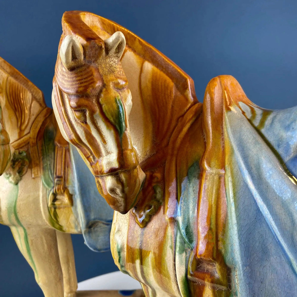 Foo Dog Statue | 20 Inch Tall | Glazed Gold Beige | Large Size