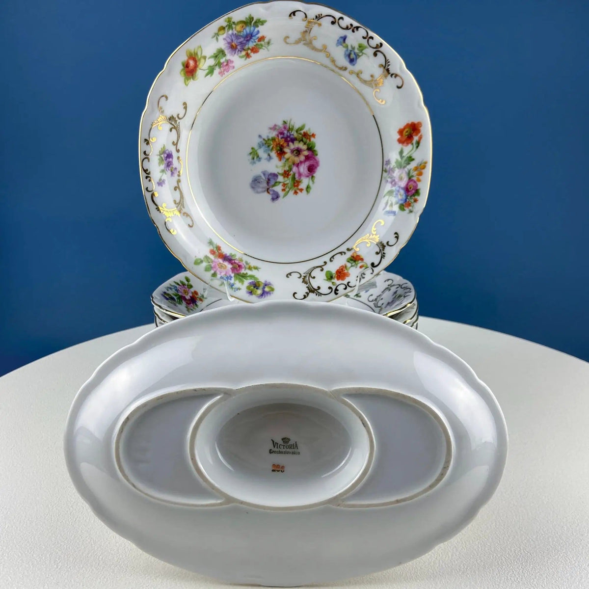 Antique Victoria Czechoslovakia 56 Piece Dish Set | Floral Motif | French Country Living | Gift for Him Her