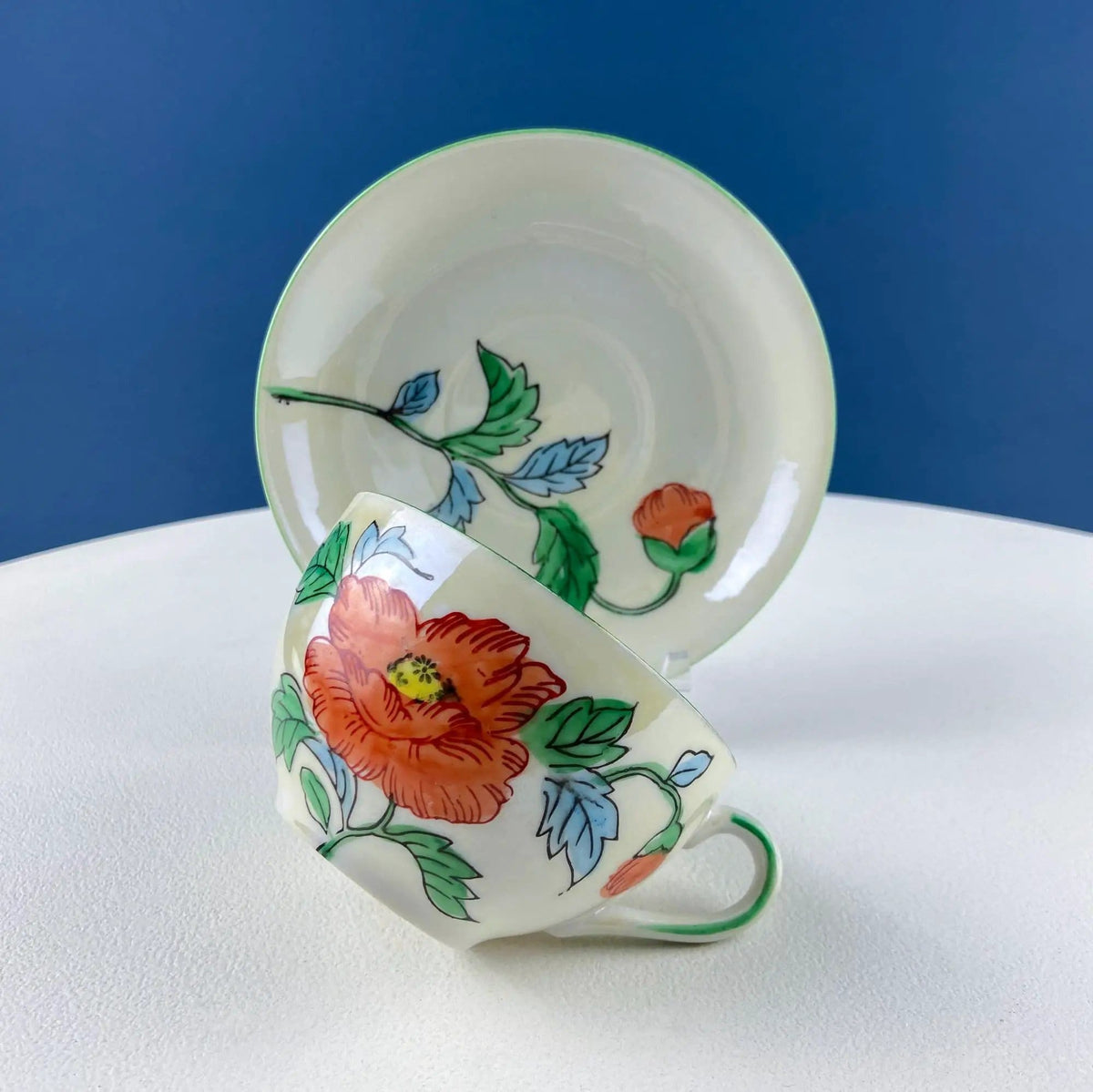 Vintage Porcelain Tea Cup & Saucer | Hand-Painted Violets | Modern Farmhouse | Collectors & Hosts