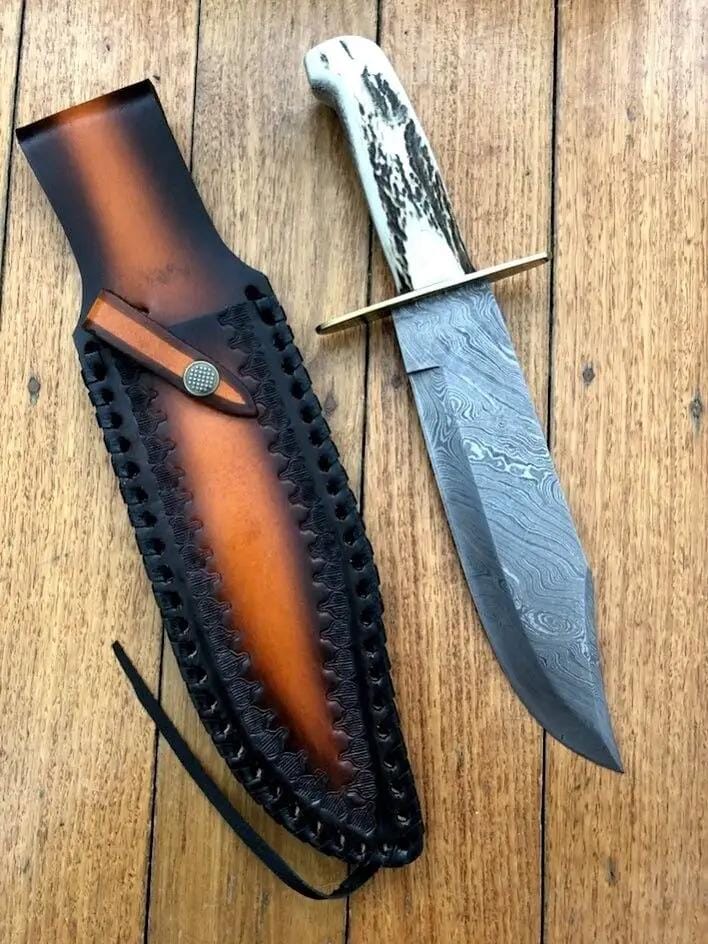 Deluxe Dundee Bowie Knife | Damascus Steel | Hunting & Survival Knife | Home