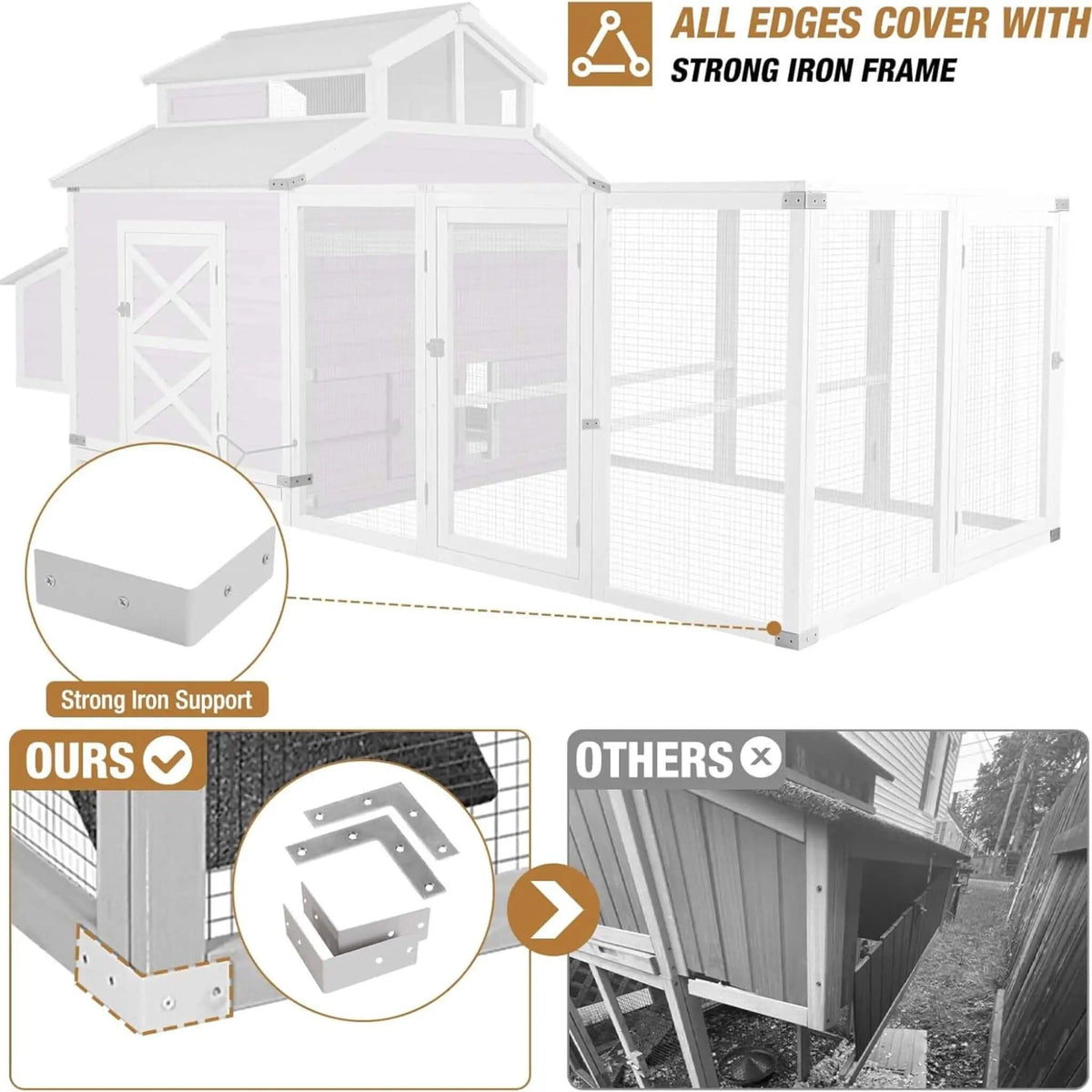 Large 115-Inch Portable Chicken Coop With Run And Nesting Boxes | 115 Inch | Metal | Home