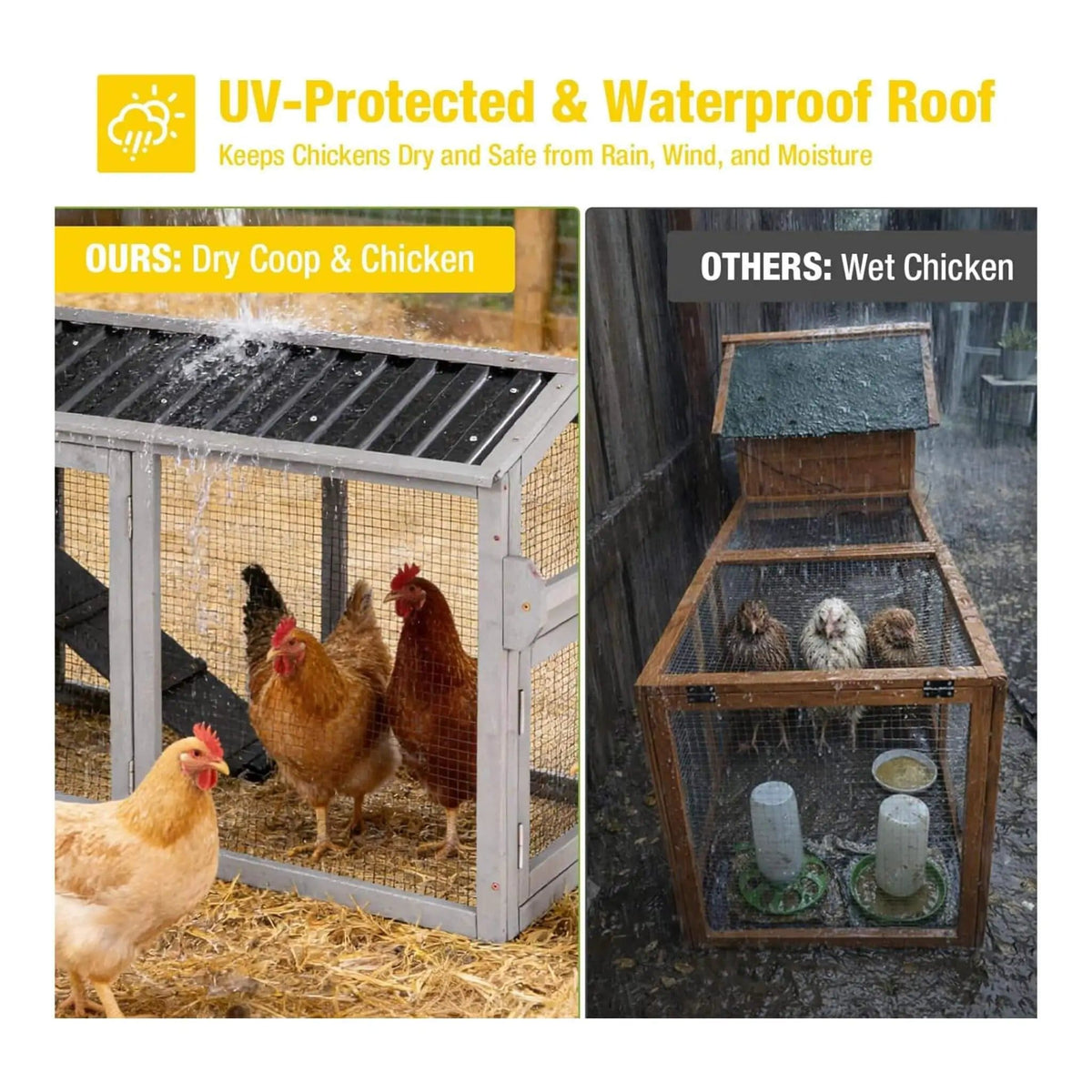 Large 83-Inch Mobile Chicken Coop With Wheels And Nesting Box | 83 Inch | Home Use | Home