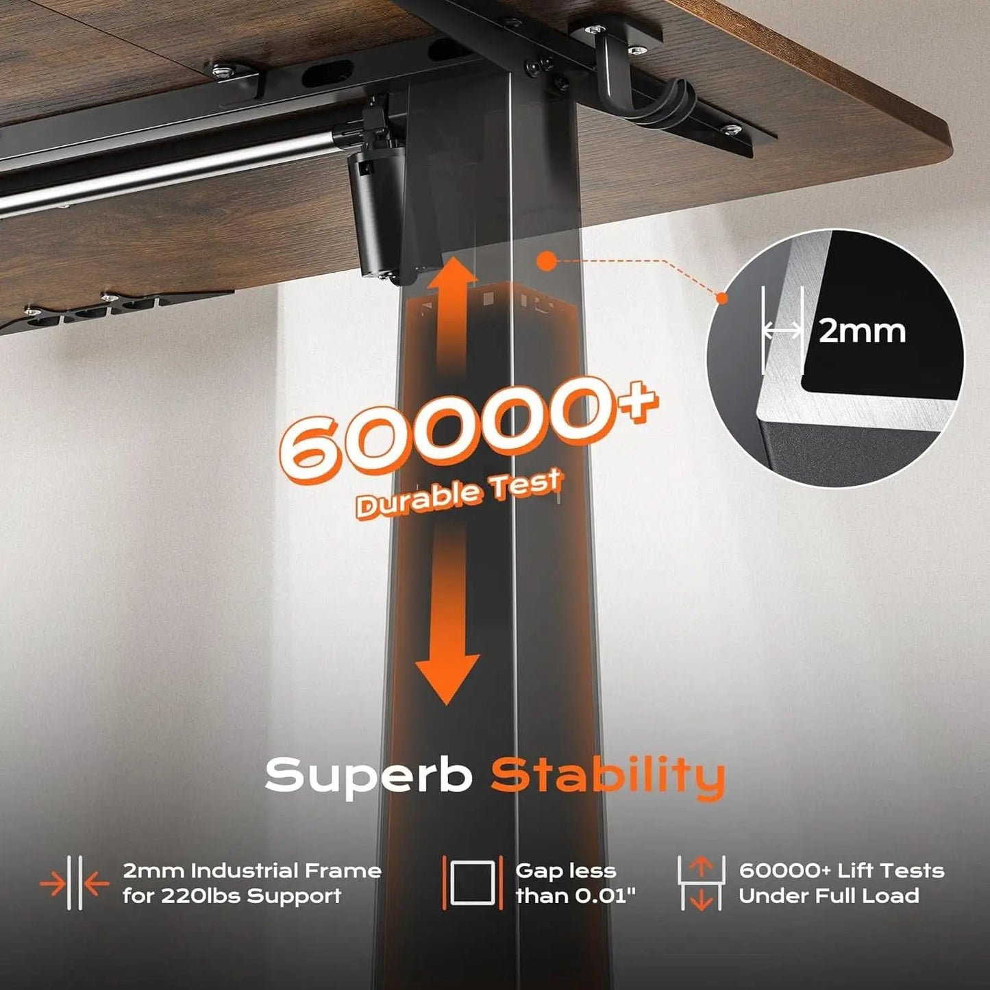 Large Electric Standing Desk Adjustable Height with Hooks from PriceLows™