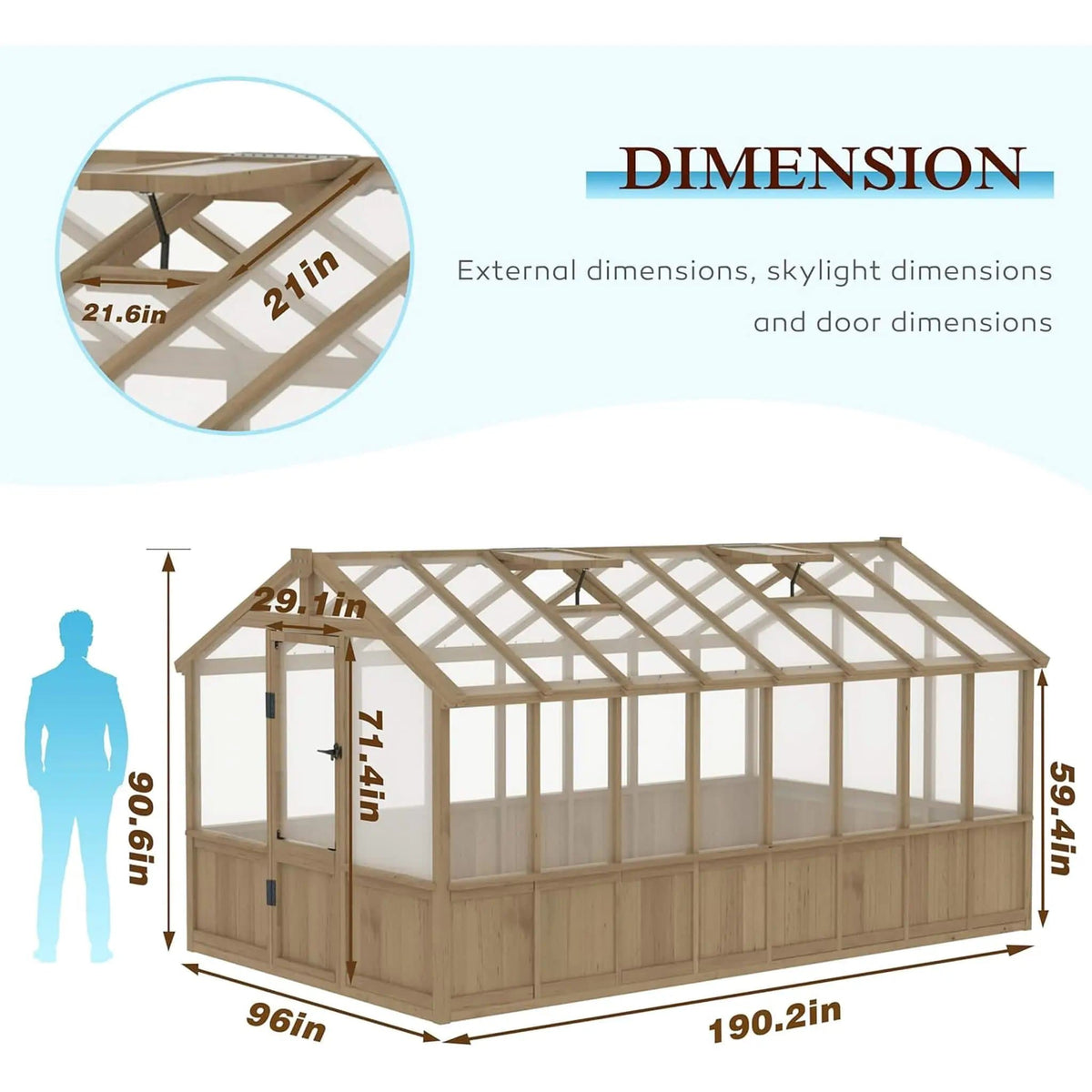 Large Heavy Duty Outdoor Wooden Greenhouse With 6MM Polycarbonate Panels And Vent | Outdoor Living Use | Everyday Use | Outdoor Living