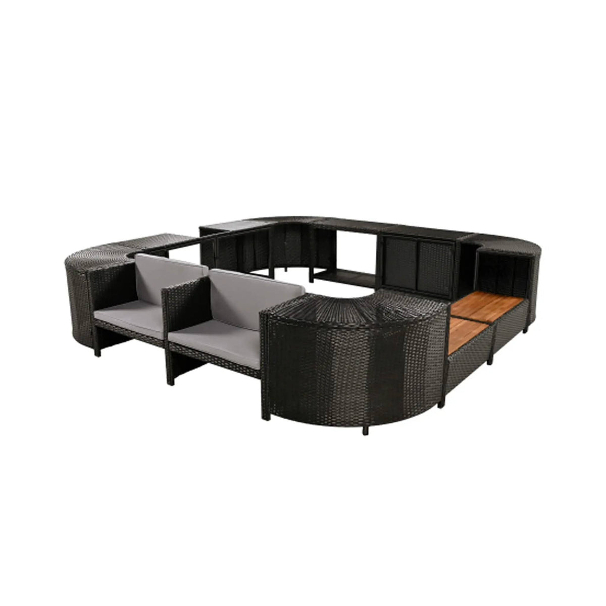 Large Outdoor Quadrilateral Spa Surround Rattan Sectional Sofa Set With Storage | Rattan | Outdoor Furniture Set | Living Room