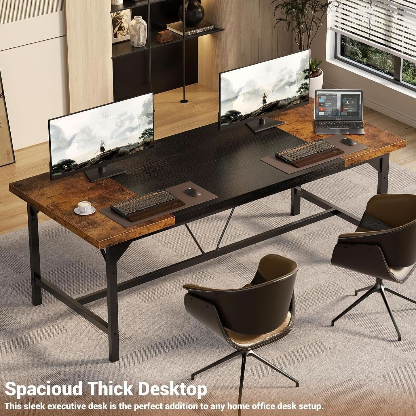 Large Rustic Computer Desk for Home Office Workstation from PriceLows™
