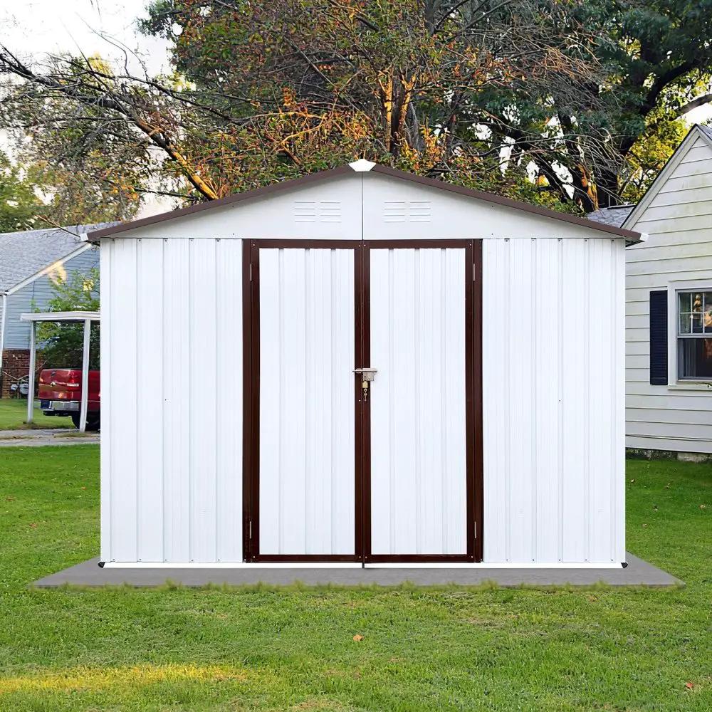Metal Garden Storage Shed | Large White Outdoor Design | Aluminum Frames | Hinged Door