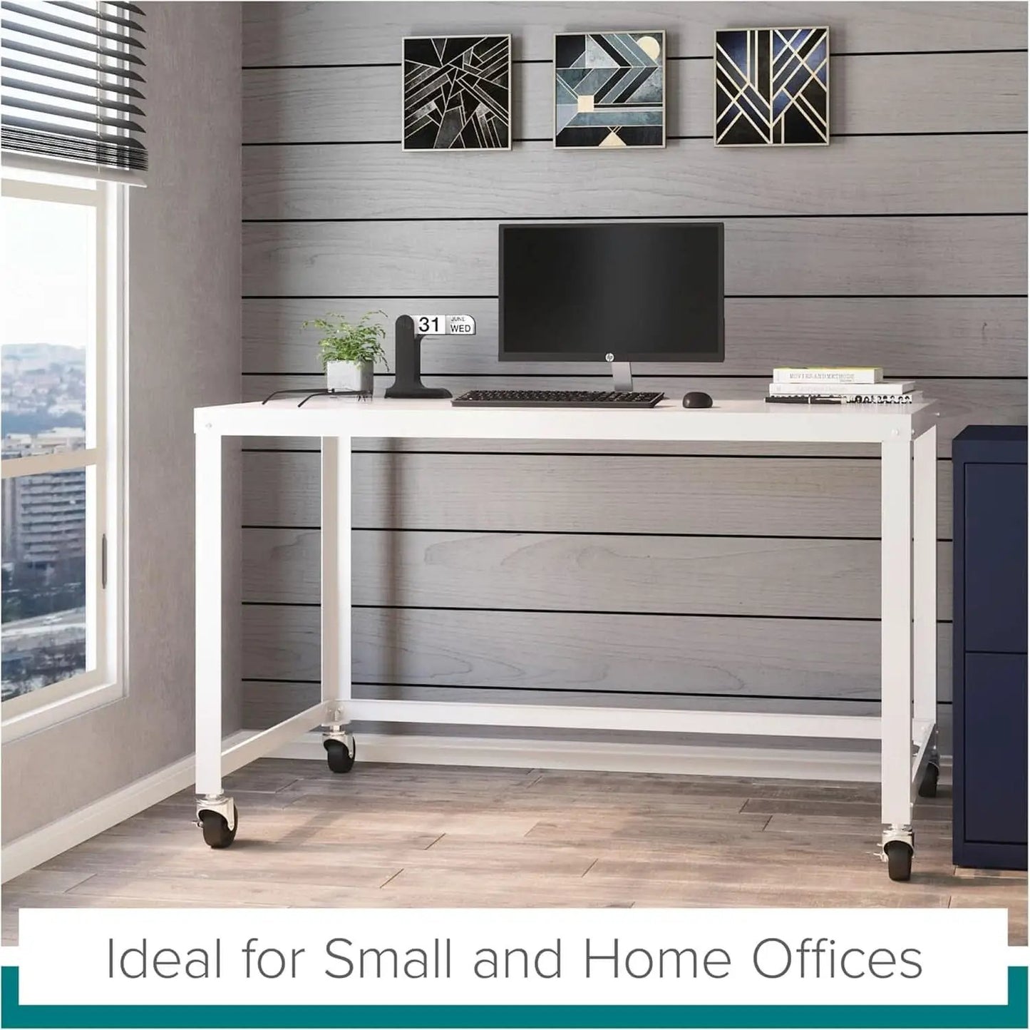 Mobile Metal Desk Workstation with Wheels and Durability from PriceLows™