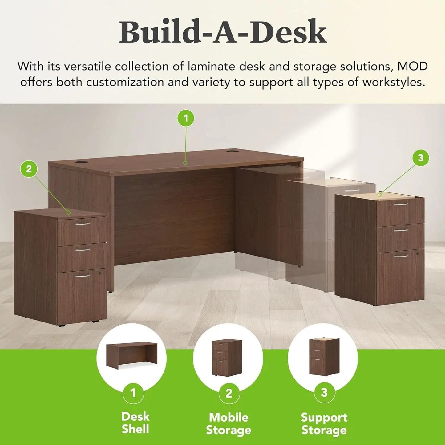 Executive Desk 66 Inch With Cord Management Walnut Laminate from PriceLows™