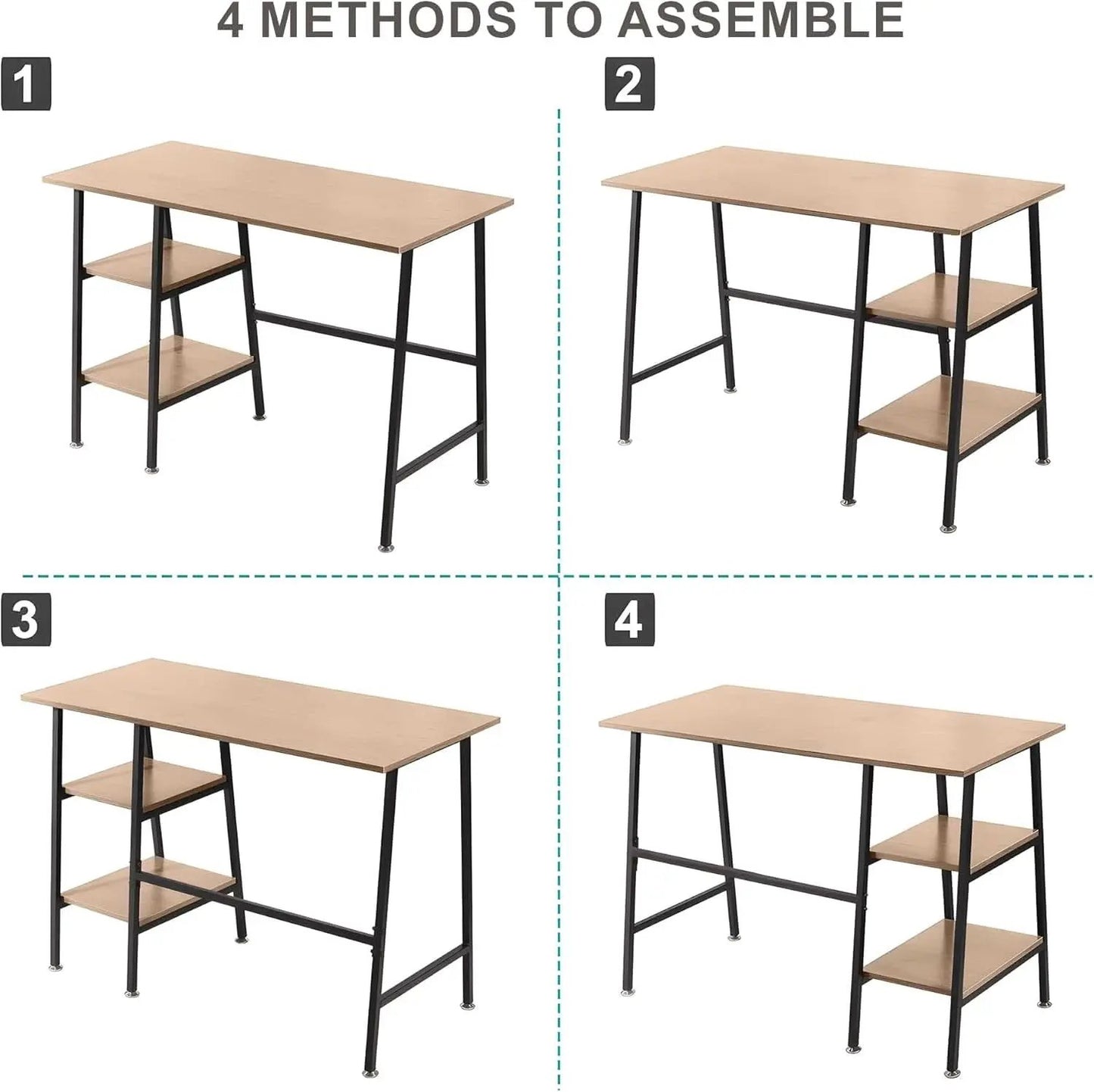 Modern 43 Inch Computer Desk with Adjustable Storage Shelves from PriceLows™