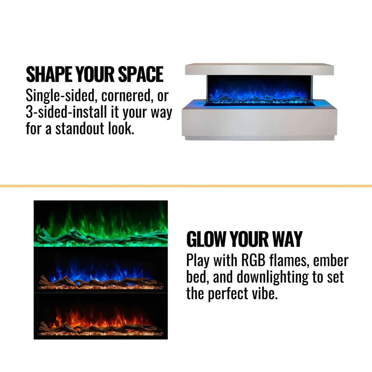 Modern Flames Landscape Pro Multi 44-Inch Linear Multi-Sided Electric Fireplace | 44 Inch | Living Room Use | Living Room