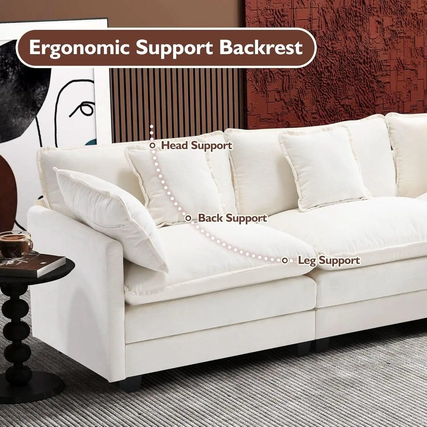 Modern L Shaped Cloud Sofa with Ottoman for Comfort from PriceLows™
