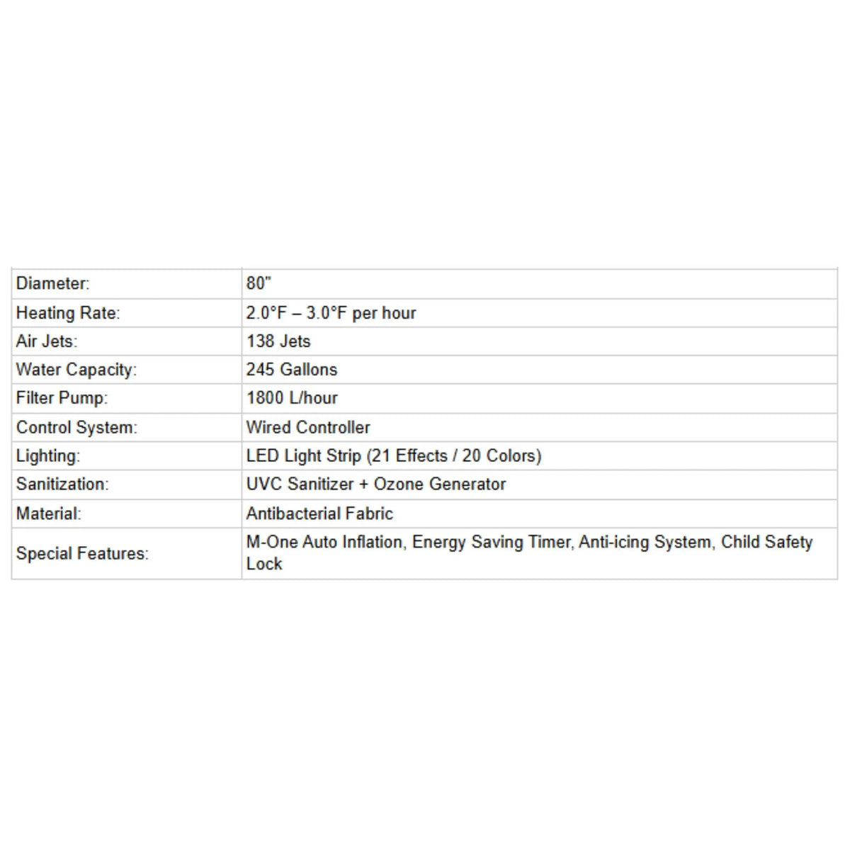 Inflatable Round Hot Tub | MSpa Aurora Urban Series | Six-Person Capacity | Hydro Massage