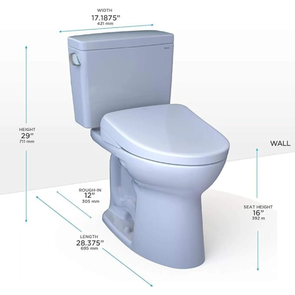 TOTO Drake Elongated Toilet | 1.28 GPF | WASHLET S7 Bidet Seat | Concealed Power Cord