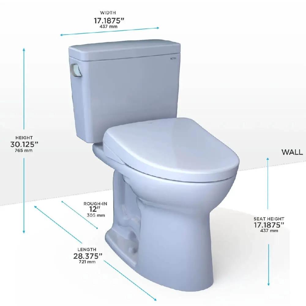 TOTO Drake Toilet | 1.28 GPF Universal Height | WASHLET S7A Auto Open Seat | Auto Flush
