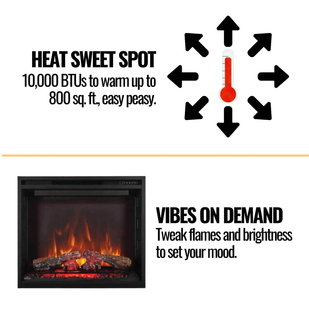 Napoleon Element Self-Trimming Built-In Electric Fireplace | 800 Sq Ft | 000 BTU | Living Room