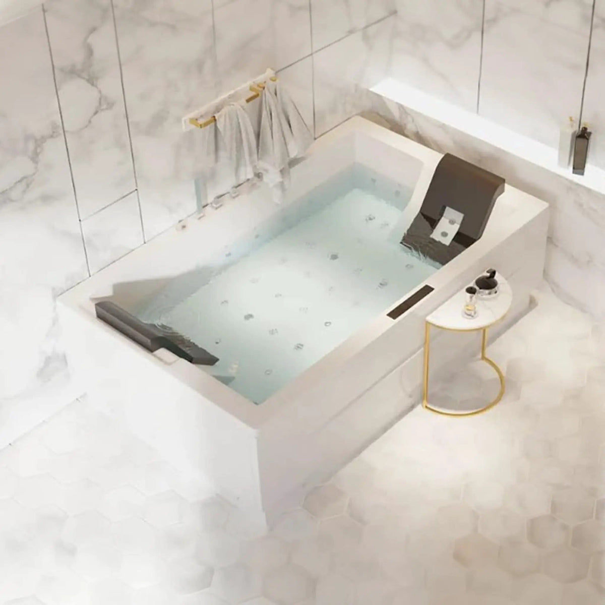 Luxara 71 Inch Premium Modern Acrylic Soaking Bathtub With Bubble Jets And LED | 71 Inch | Acrylic | Whirlpool