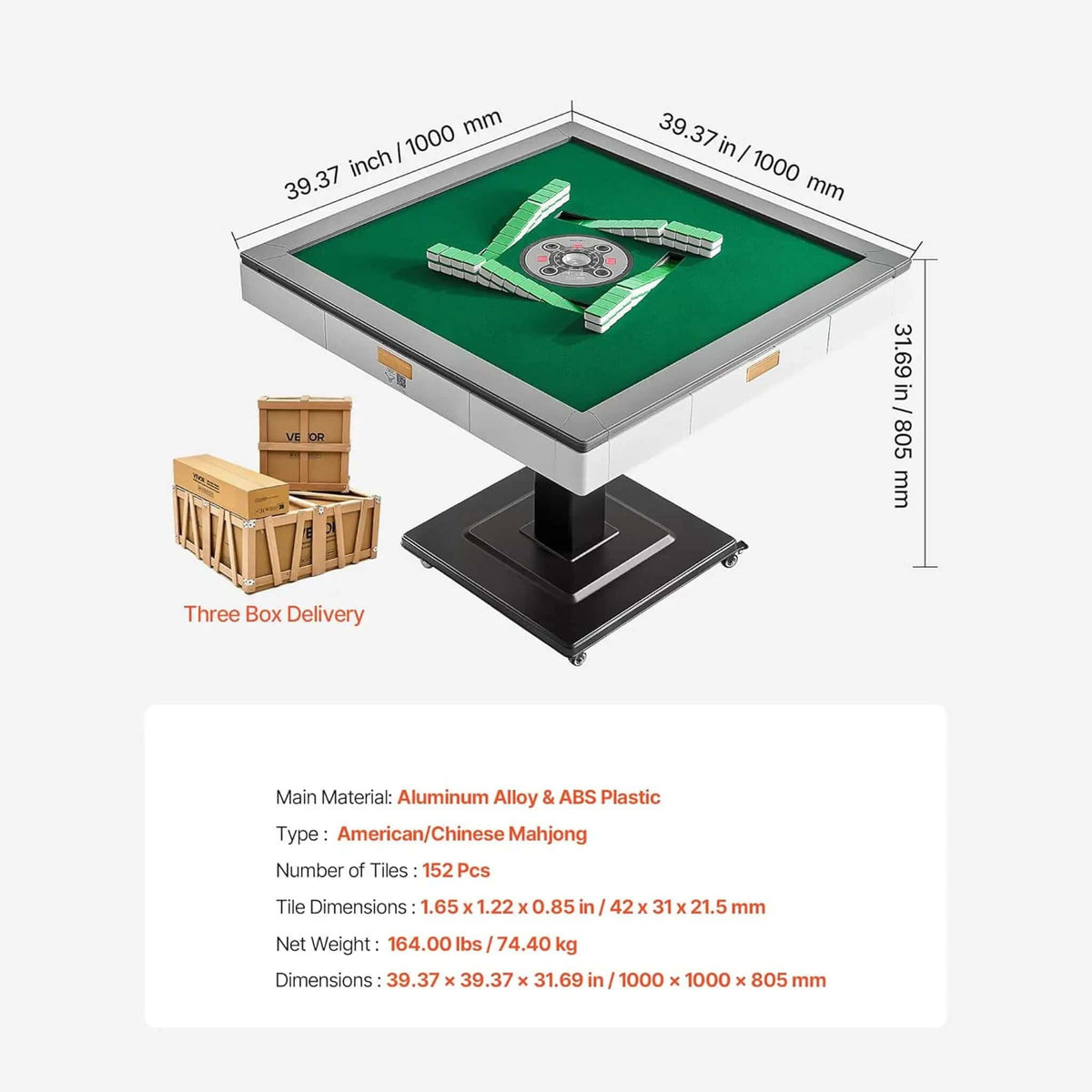 Premium Automatic Foldable Mahjong Table With Wheels And Two Sets Of Tiles | Game Table | Home Use | Home