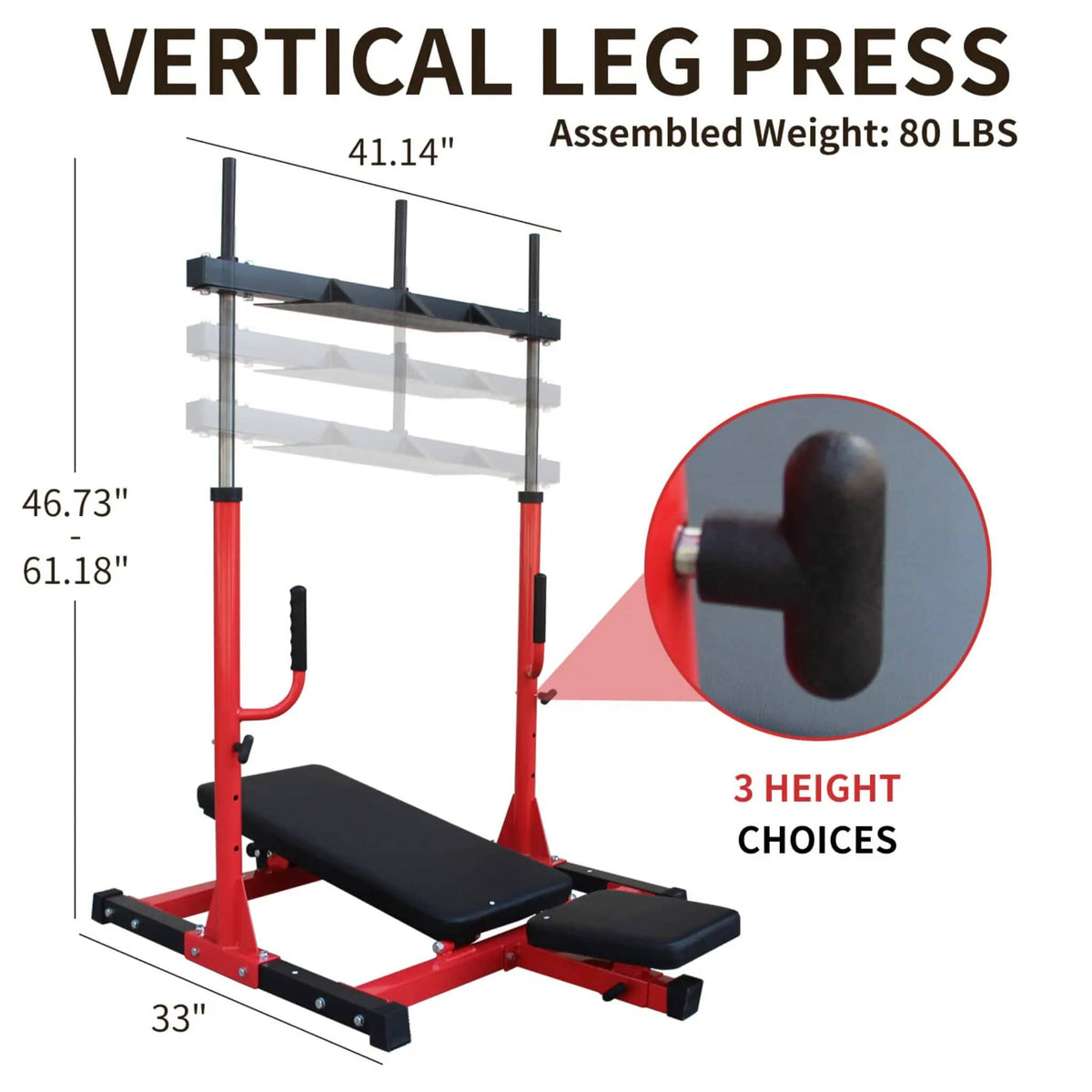Premium Vertical Leg Press Machine With Adjustable Back And Head Rests For Home | 660 lb | Weight Lifting Machine & Rack | Home