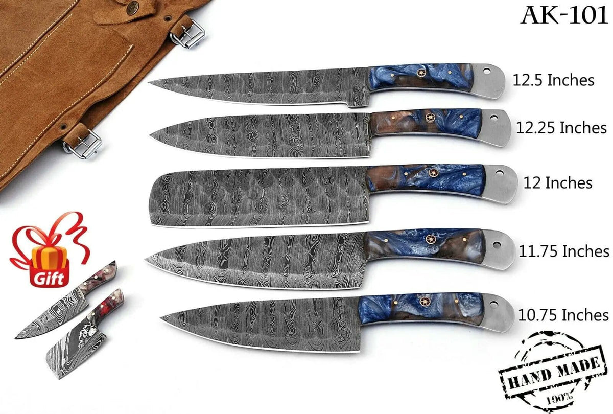 DAMASCUS KITCHEN CHEF KNIVES SET | 10.75 Inch | Resin | Kitchen Knives Set
