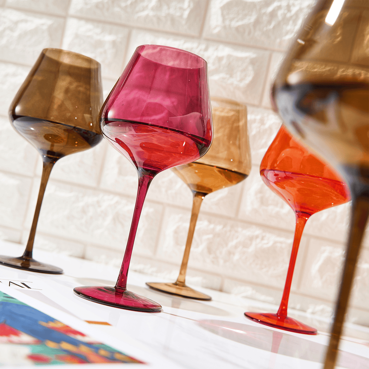 Stagioni Stemmed Wine Glassware, "Changing Weather" | 20 oz | Set of 5 | Entertaining