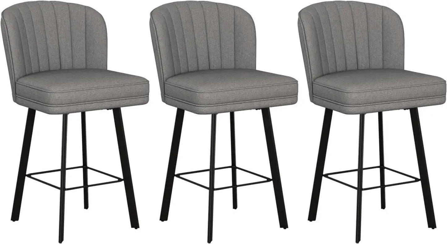 26 Counter Height Bar Stools Set Of 3 Gray Faux Leather from PriceLows™