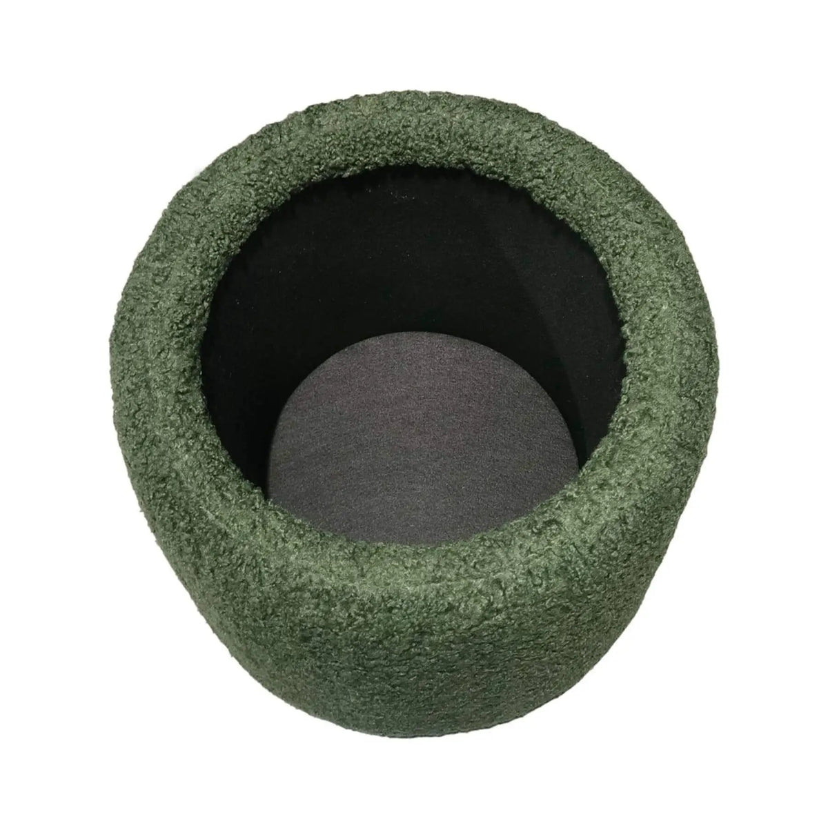 Round Storage Ottoman | Beige Boucle Fabric | Lift Top Design