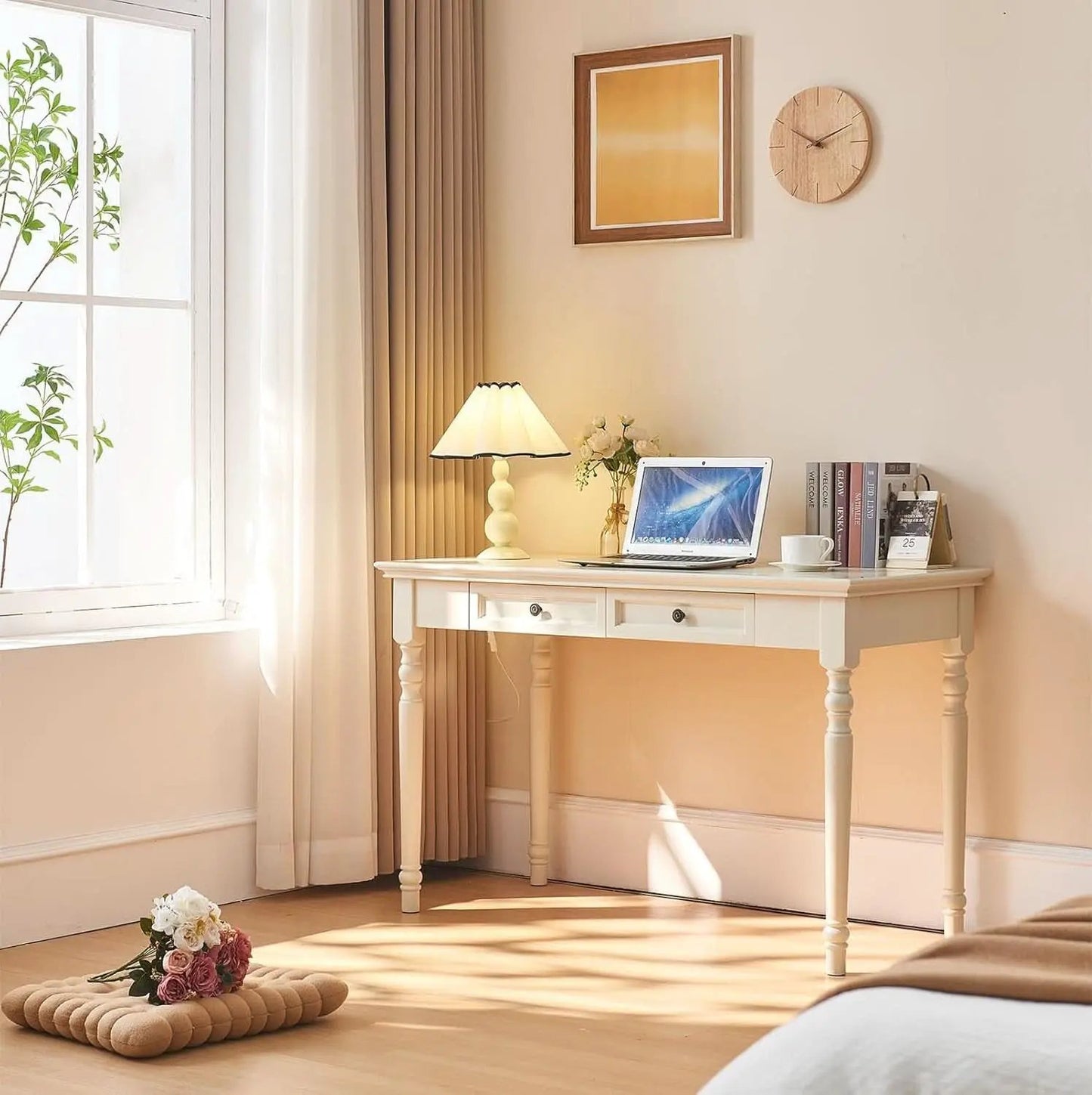 47 Inch Desk With Drawers Solid Wood Home Office Desk from PriceLows™