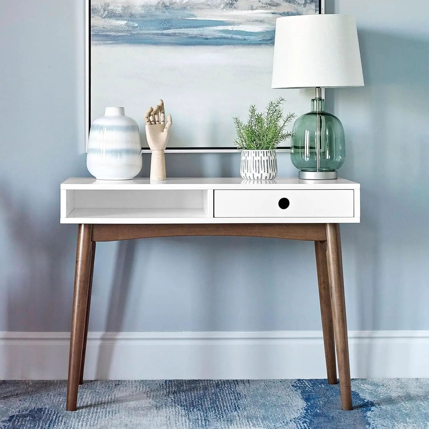 Wood Writing Desk with Drawer Spacious Top and Storage from PriceLows™