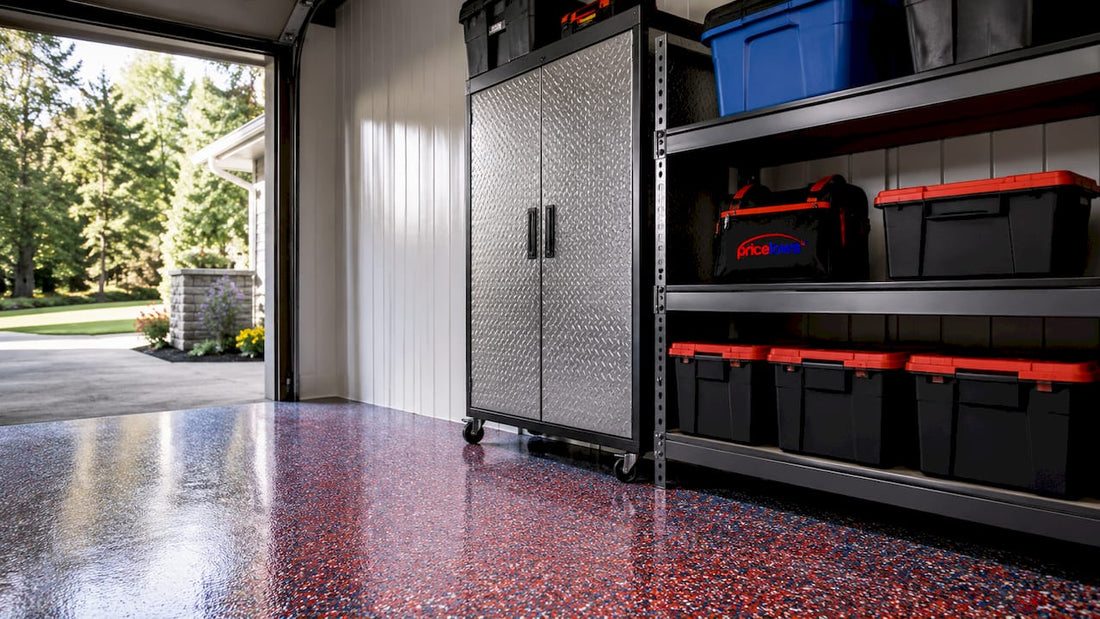 Garage interior showcasing moisture-resistant materials and coatings
