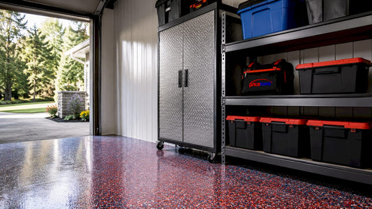 Garage interior showcasing moisture-resistant materials and coatings