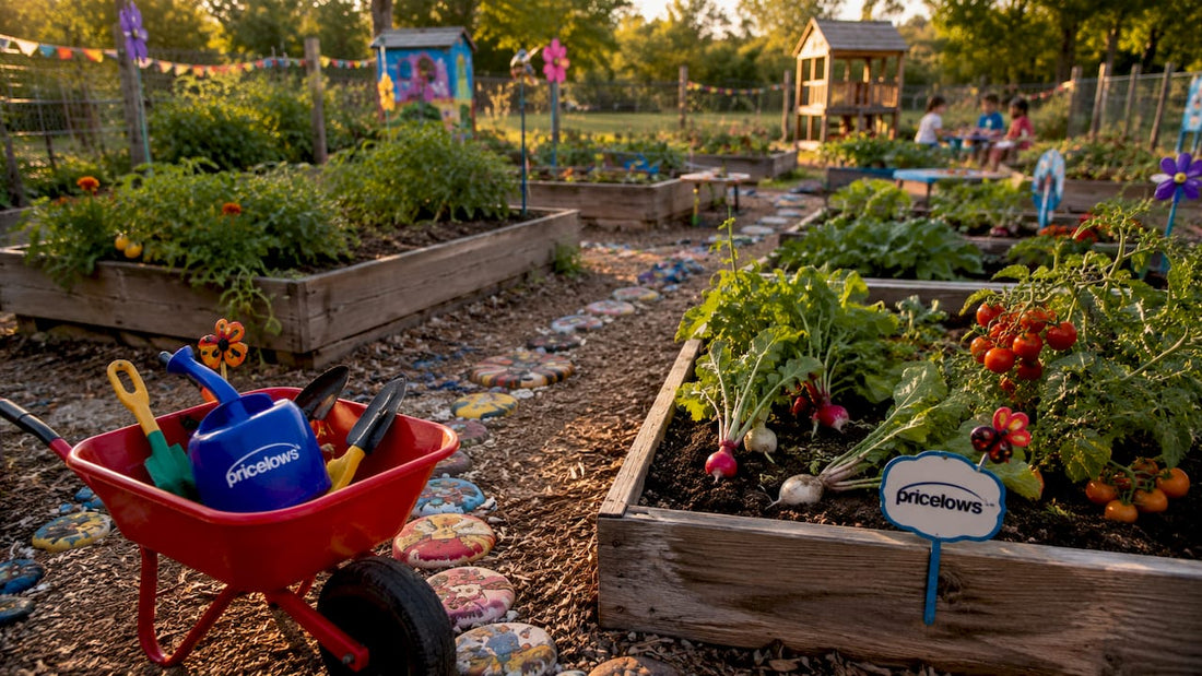 Children’s dedicated gardening area with tools