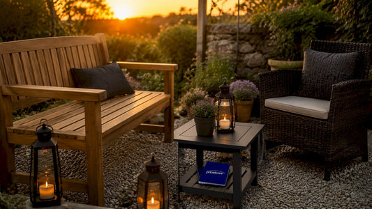 Outdoor patio with weather-resistant furniture materials