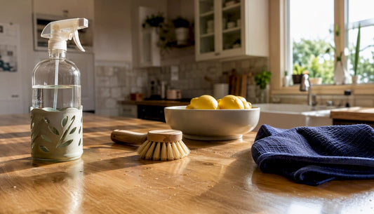 Fragrance-free cleaning kit on kitchen counter