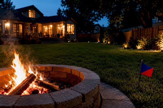 Fire pit positioned safely away from house