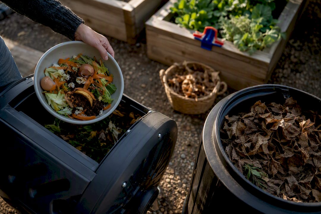 Home composting systems in a tidy garden