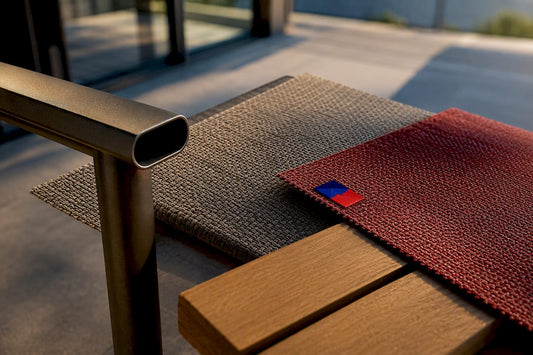 Close-up of weather-resistant patio furniture materials