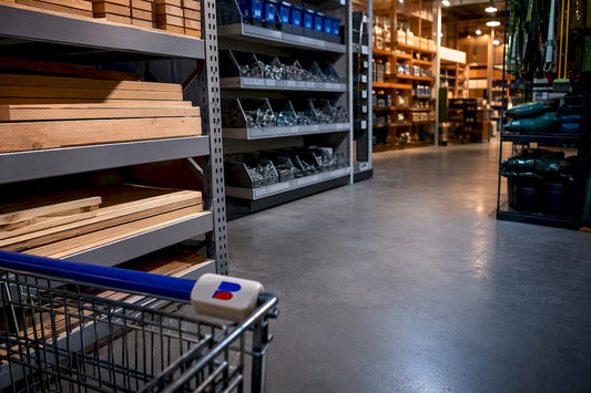 Generic hardware aisle with shopping options