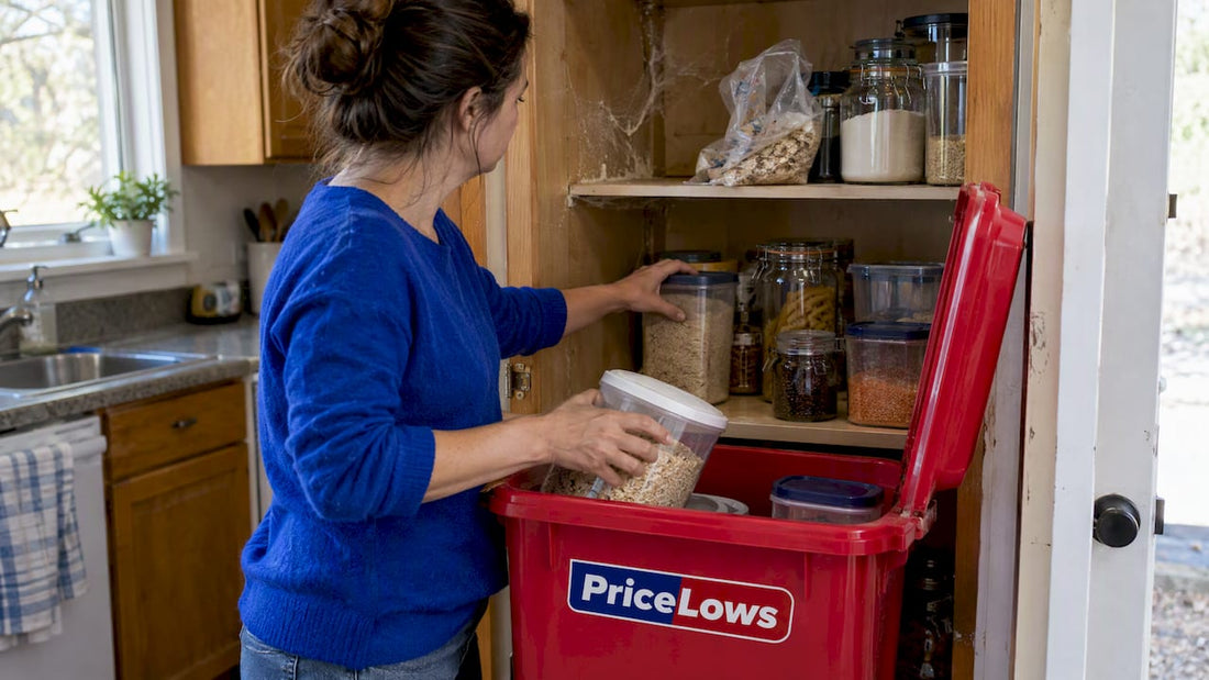 Pantry shelf during moth cleanup