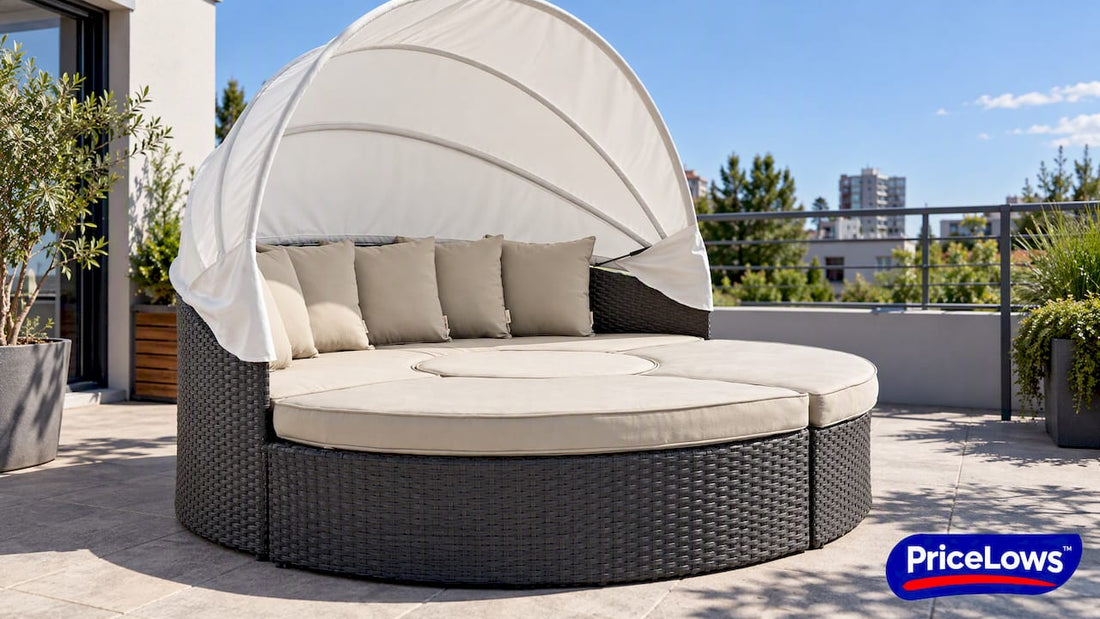 Sunbrella daybed in direct rooftop sunlight