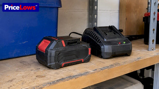 Cordless battery and charger stored safely at home