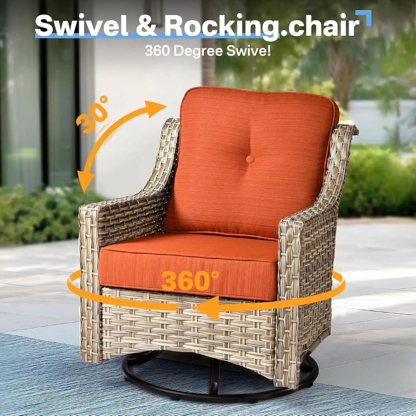 Outdoor Conversation Set with Fire Pit and Swivel Chairs from PriceLows™