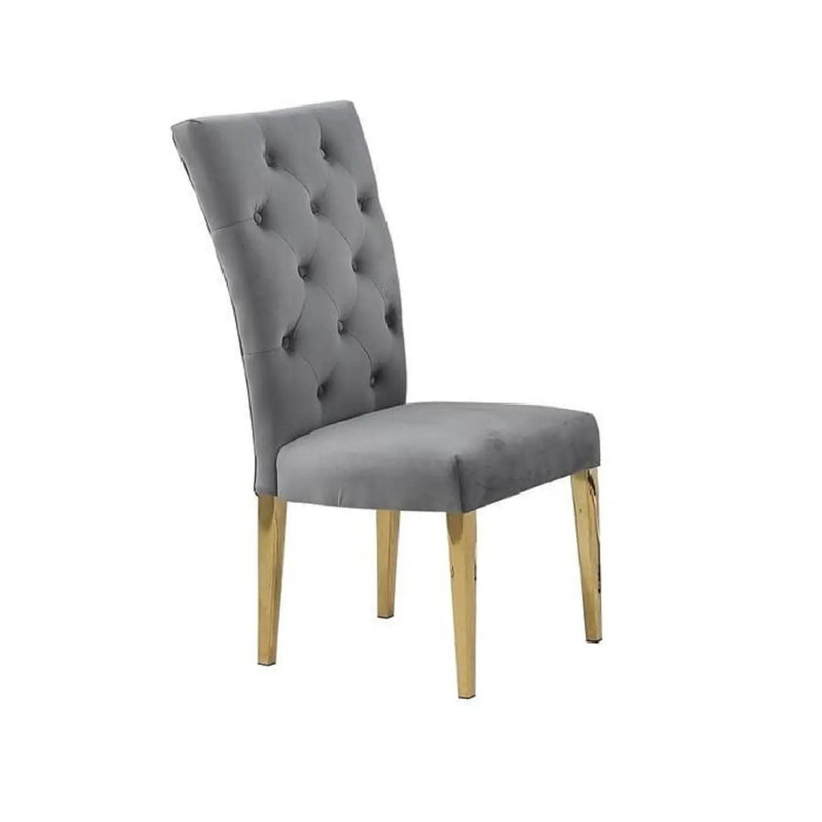 Upholstered Dining Chairs | Tufted Back | Stainless Steel Base | Set Of 2