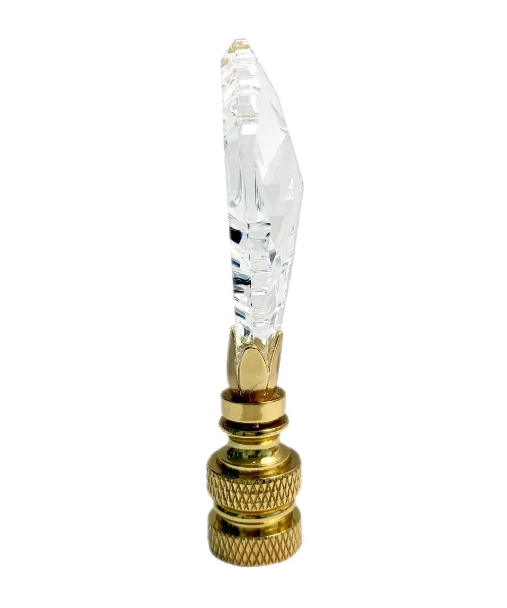 Lamp Finial | Crystal Gothic Cross | Brass Base | 2.75 Inches