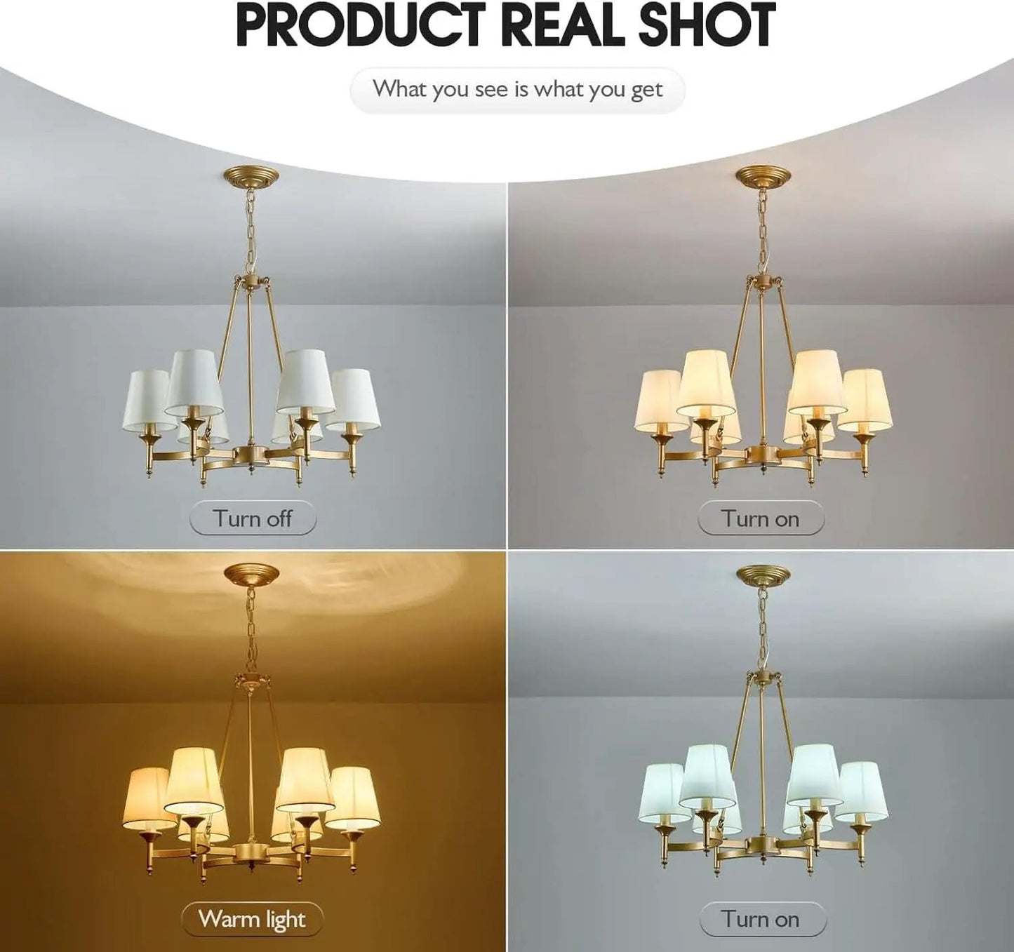 Gold Wagon Wheel Chandelier With White Linen Shade 6 Light from PriceLows™