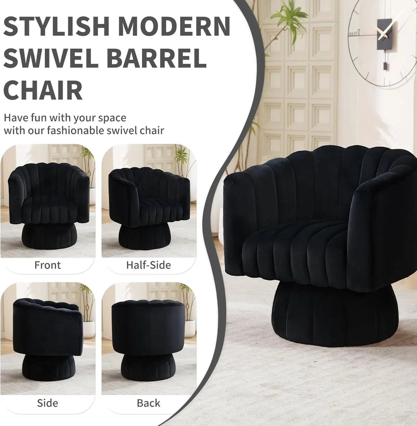 Swivel Armchairs 360Degree Black LivingRoom Pack Duo from PriceLows™